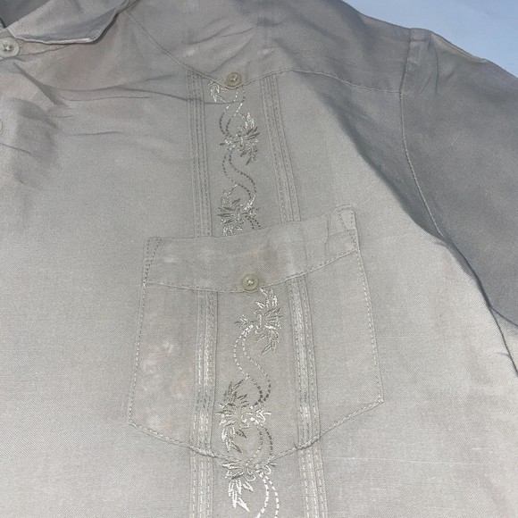 CUBAVERA MENS CREAM CIGAR SHIRT size xl Button Up Bowling Striped Short Sleeve - Picture 12 of 12